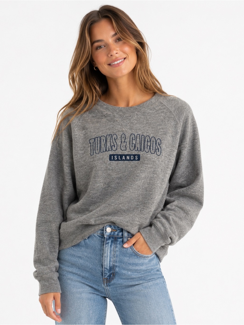 GEAR Turks & Caicos Islands Gray Pullover Sweatshirt Size L
